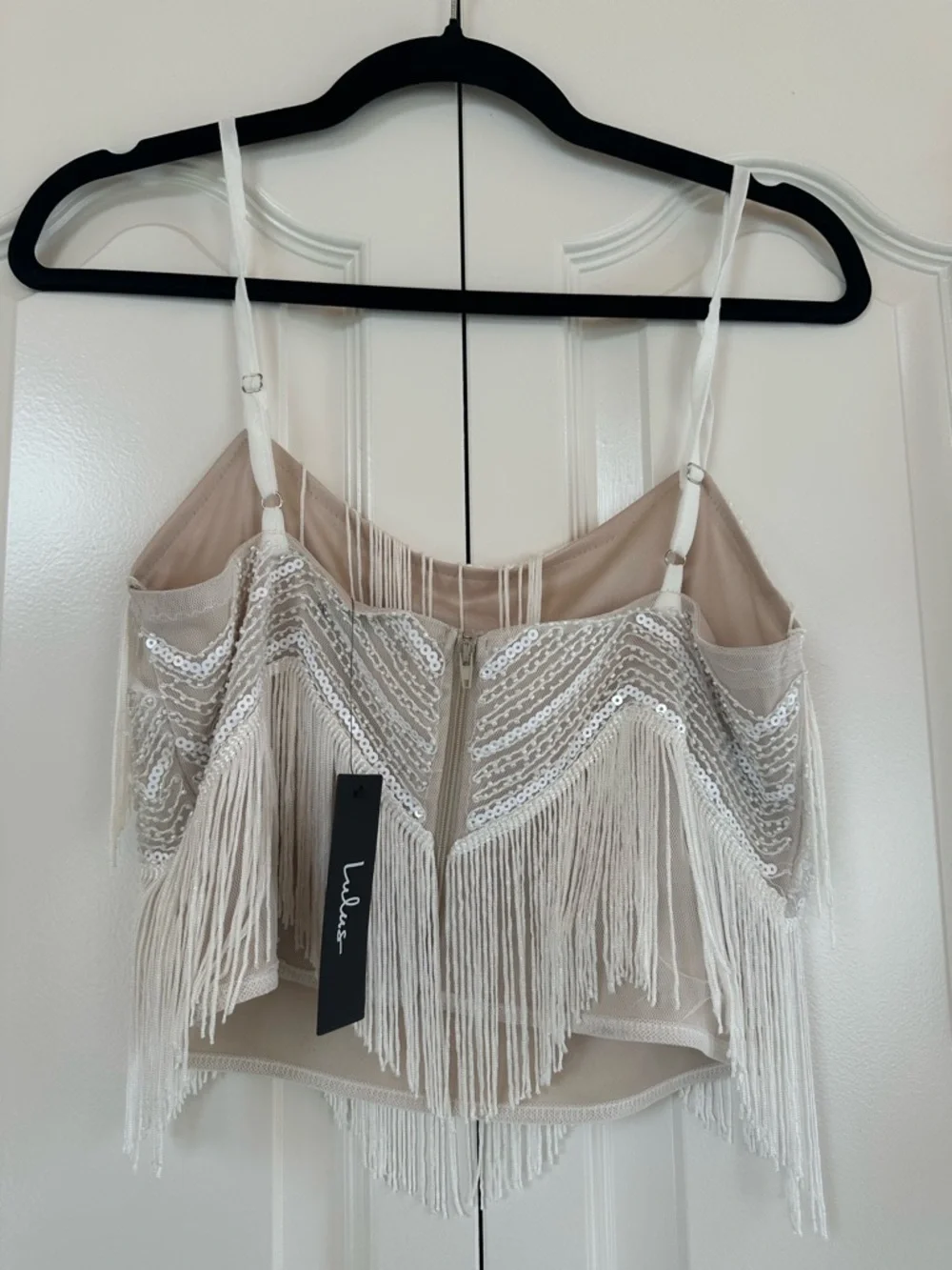 Beaded Fringe Mini Skirt Set- Ivory - Picture 3 of 9